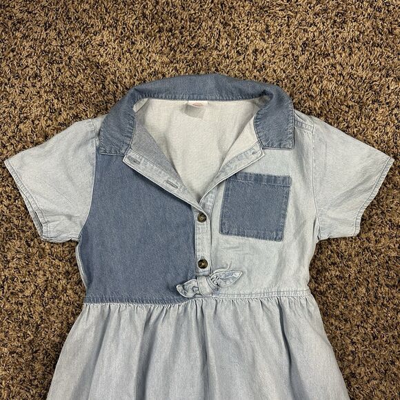 Girls Wonder Nation Short Sleeve Button Blue Denim Dress Light Blue Size 7/8 - Picture 3 of 10
